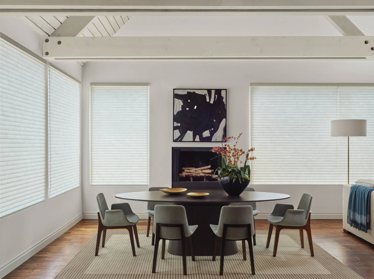 Hunter Douglas Sonnette® Roller Shades in a dining room near Wexford, PA