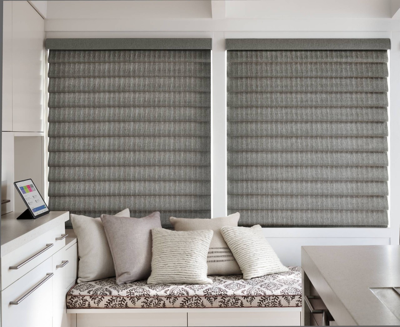 Gray Hunter Douglas Roman Shades in a home near Wexford, PA