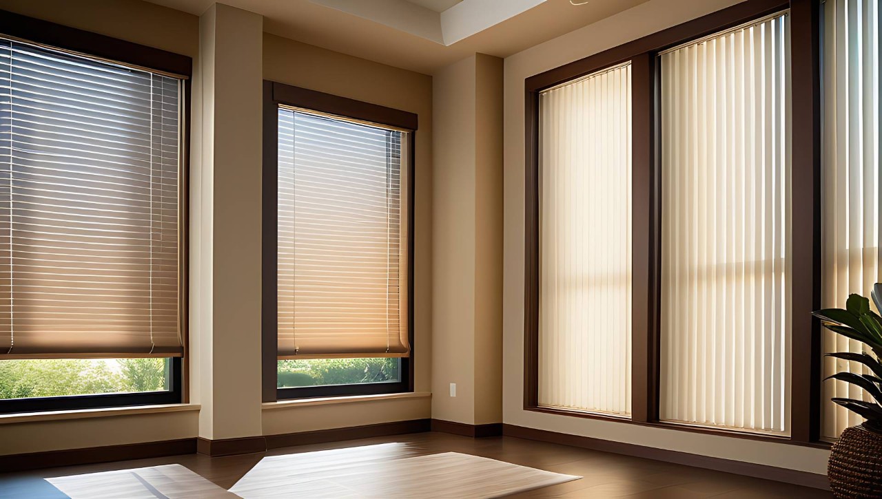Living room featuring custom window treatments near Wexford, PA
