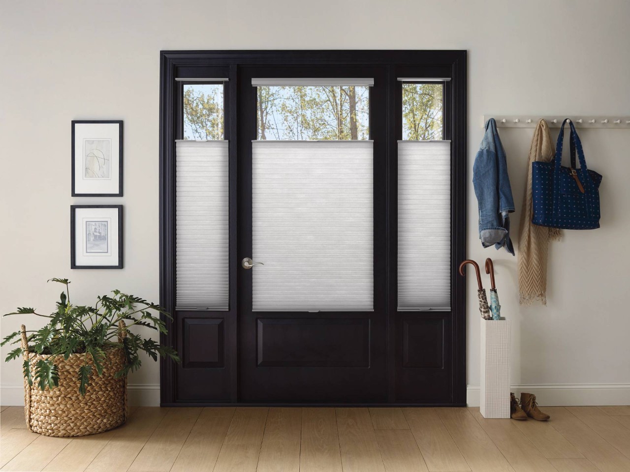 Hunter Douglas front door window shades in a home near Wexford, PA