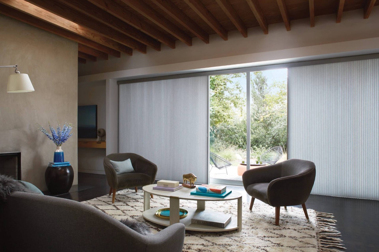 Hunter Douglas Duette® Cellular Shades covering patio doors near Wexford, PA