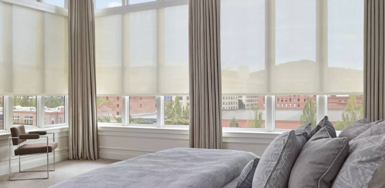 Hunter Douglas solar shades on a west facing window near Wexford, PA